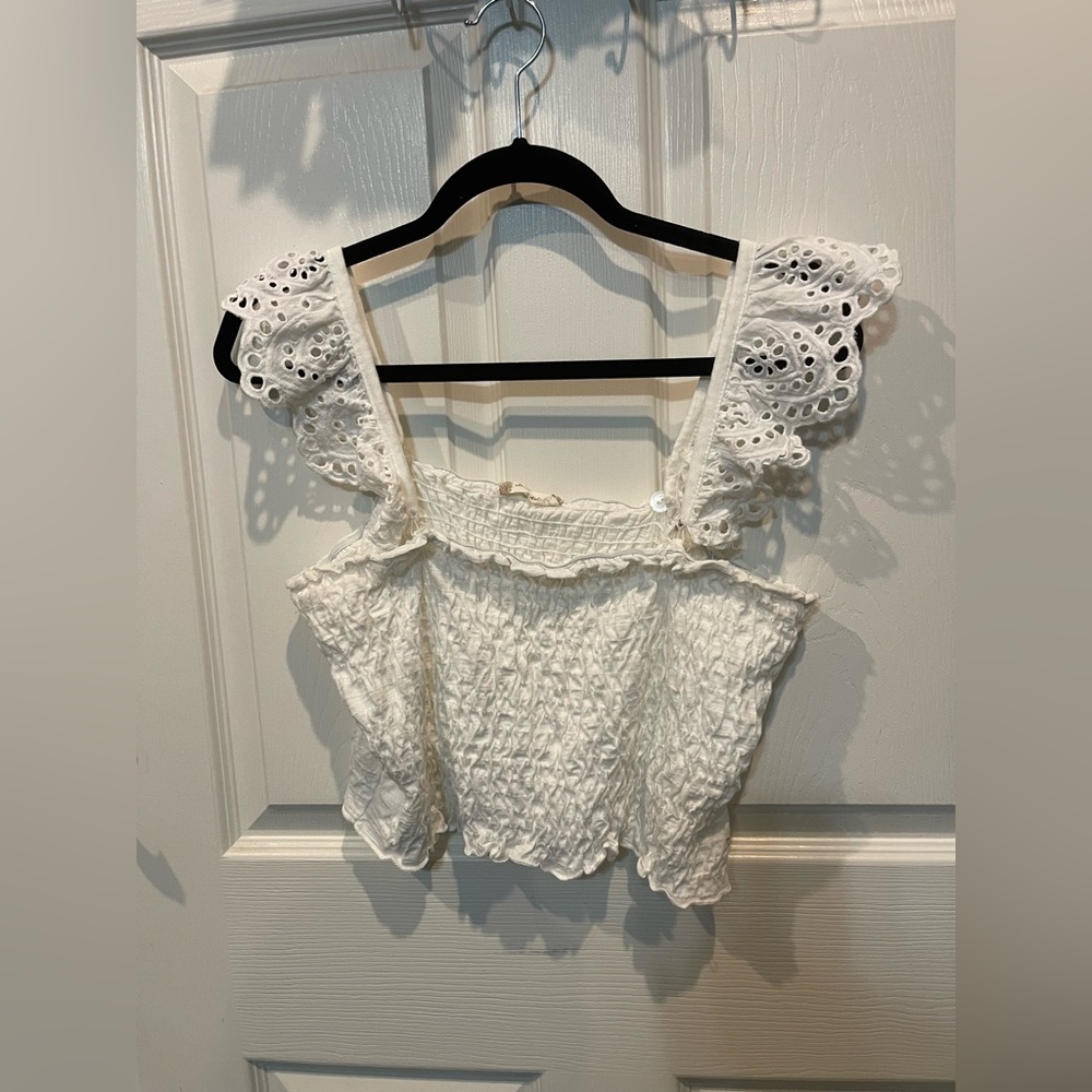 White Eyelet Crop Top